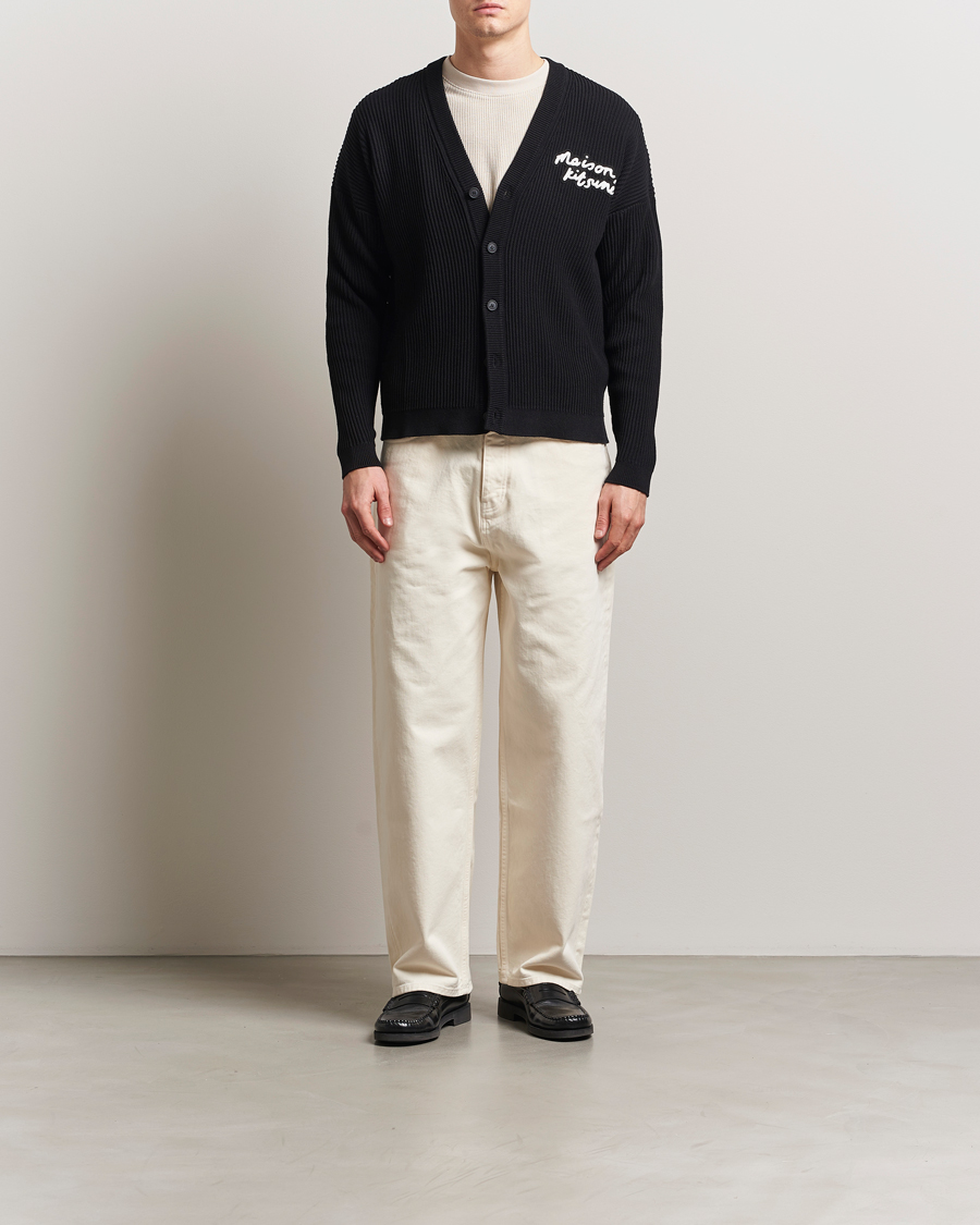 Homme | Pulls Et Tricots | Maison Kitsuné | Handwriting Rib Knitted Cardigan Black