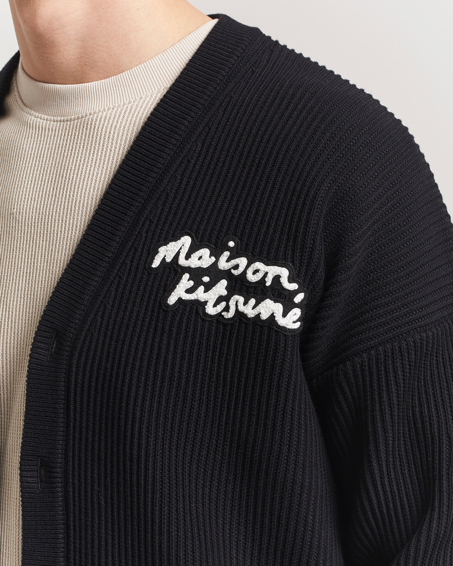 Homme | Pulls Et Tricots | Maison Kitsuné | Handwriting Rib Knitted Cardigan Black