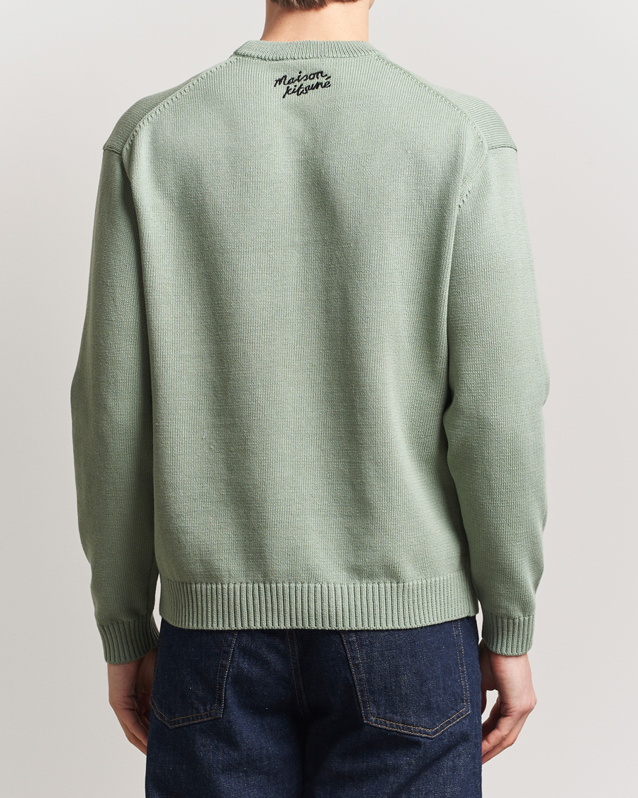 Homme | Pulls Et Tricots | Maison Kitsuné | Dressed Fox Knitted Sweater Vert De Gris