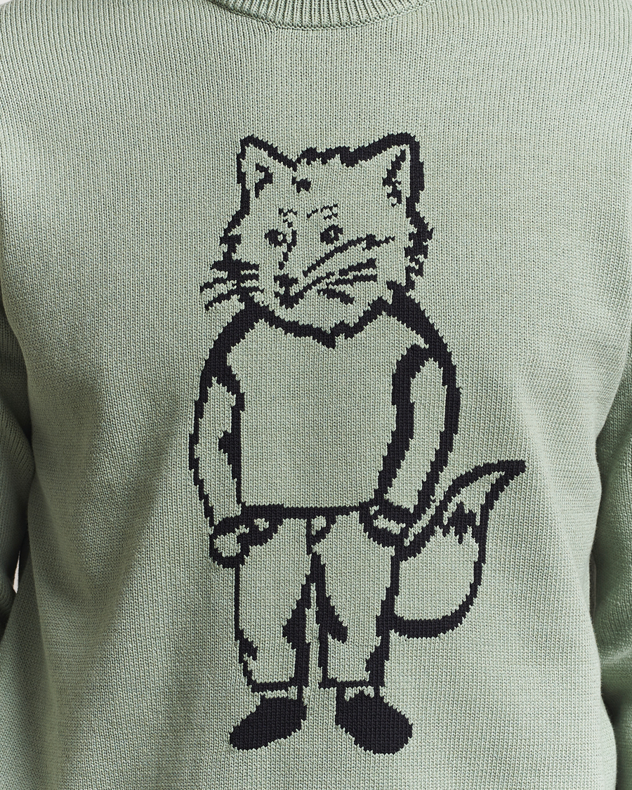 Homme | Pulls Et Tricots | Maison Kitsuné | Dressed Fox Knitted Sweater Vert De Gris