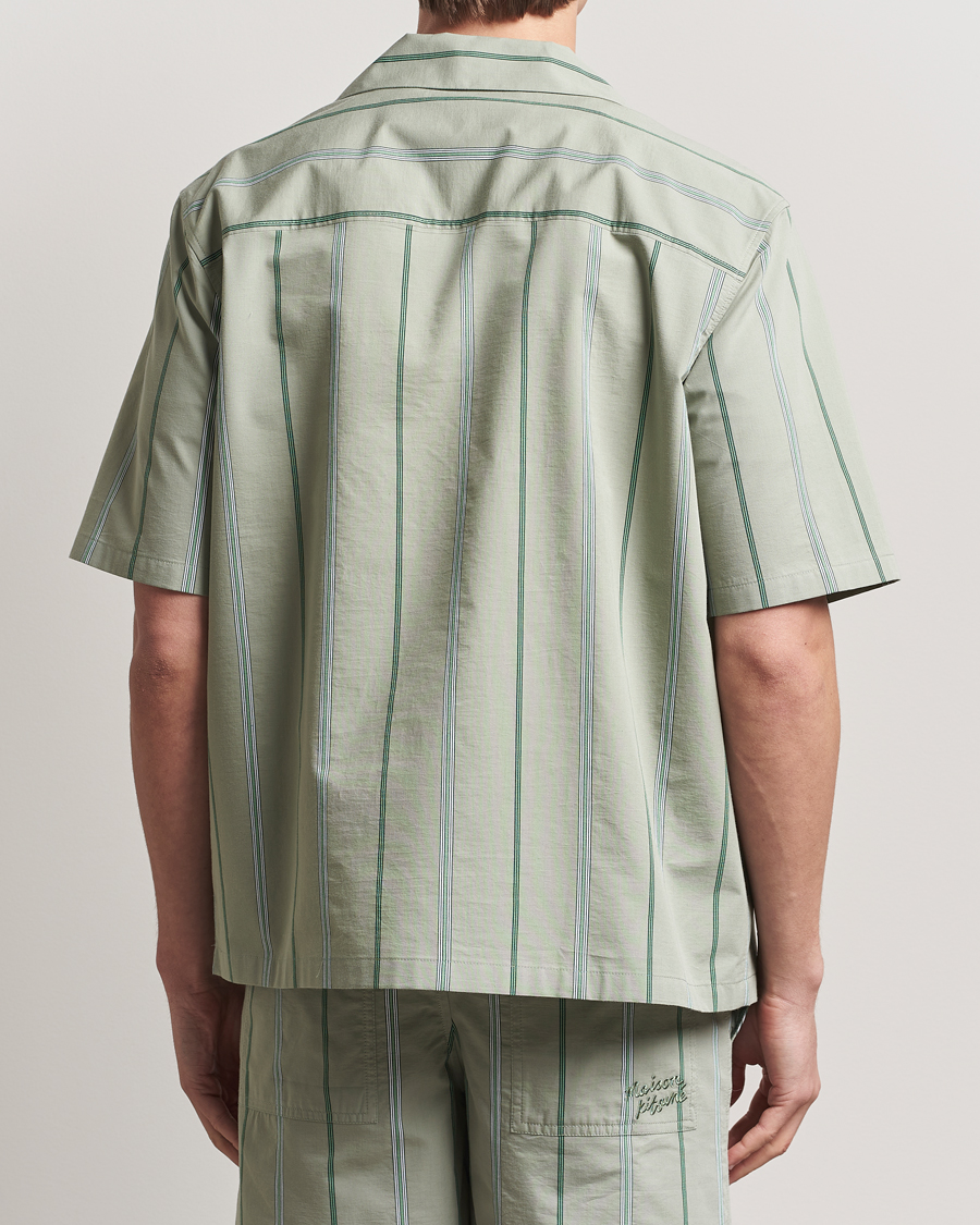 Homme | Chemises | Maison Kitsuné | Resort Striped Short Sleeve Shirt Vert De Gris