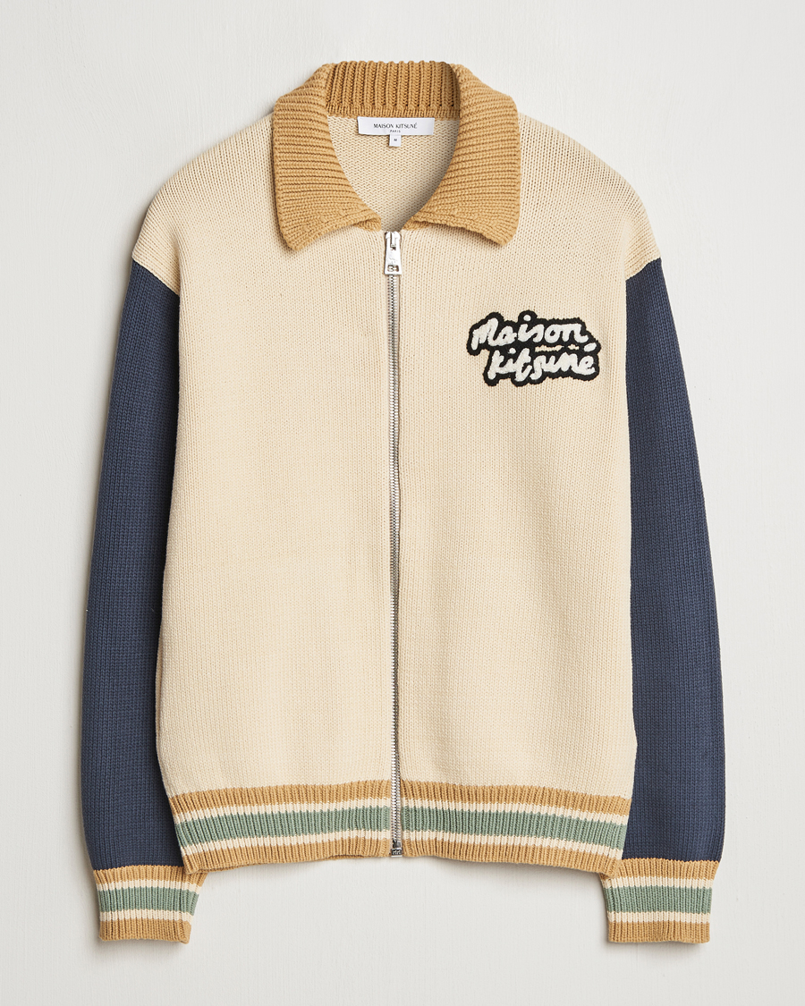Homme | Manteaux Et Vestes | Maison Kitsuné | Knitted College Varsity Jacket Rich Vanilla