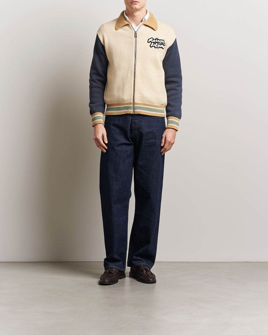 Homme | Manteaux Et Vestes | Maison Kitsuné | Knitted College Varsity Jacket Rich Vanilla