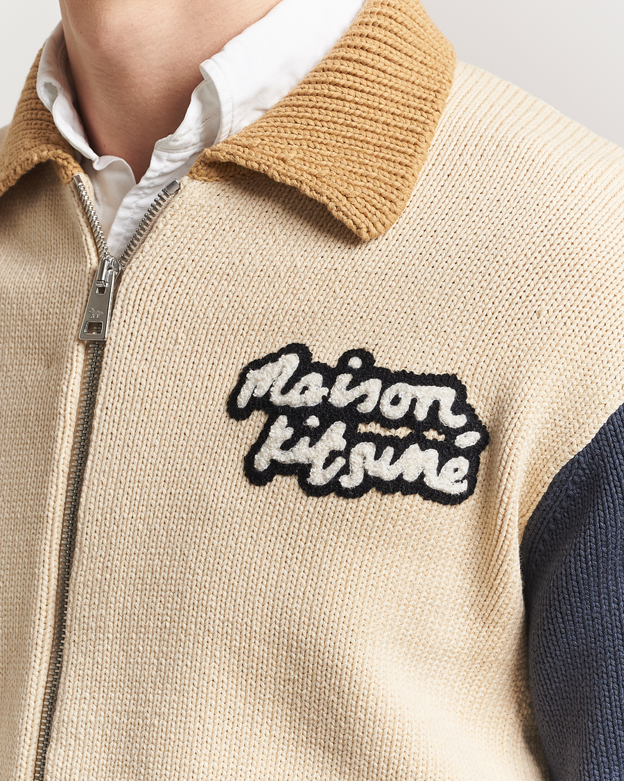 Homme | Manteaux Et Vestes | Maison Kitsuné | Knitted College Varsity Jacket Rich Vanilla
