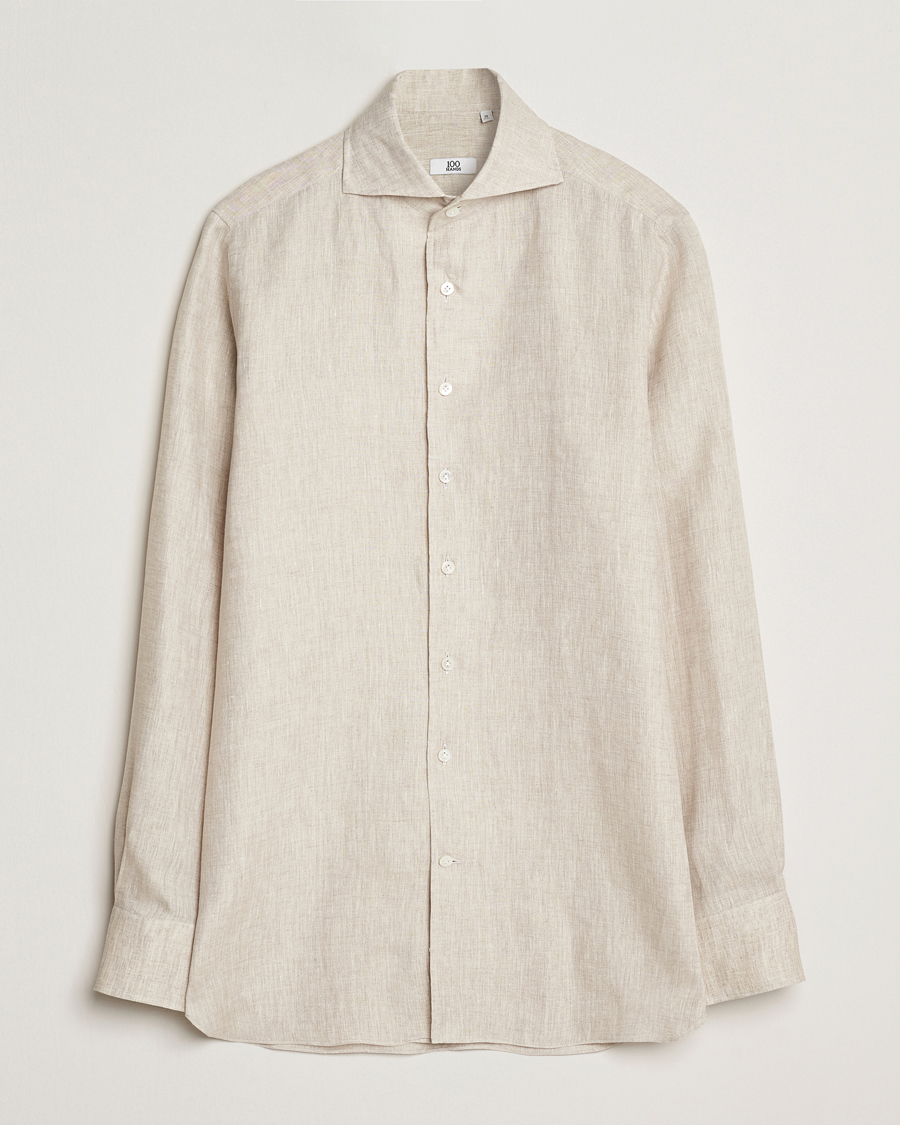 Homme | Chemises | 100Hands | Cut Away Linen Shirt Oatmeal