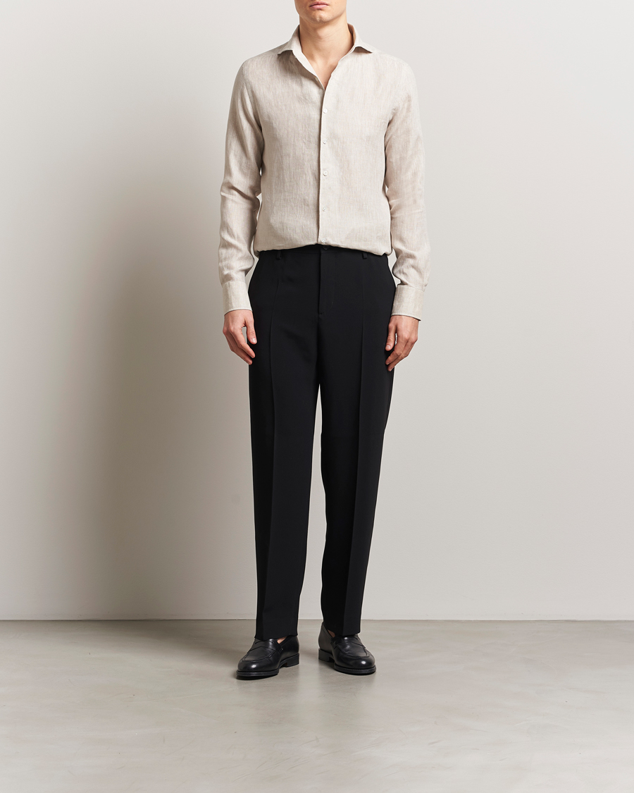 Homme | Chemises | 100Hands | Cut Away Linen Shirt Oatmeal