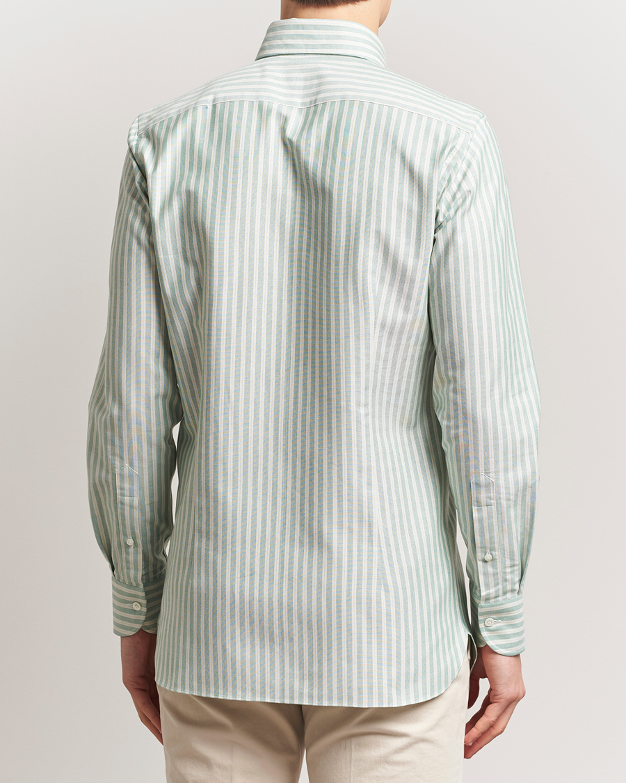 Homme | Chemises | 100Hands | Striped Japan Oxford Button Under Shirt Green
