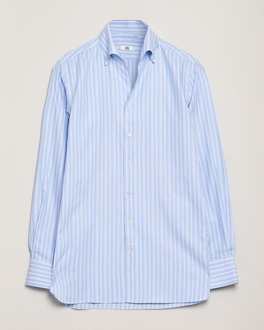 Homme | Chemises | 100Hands | Striped Button Down Oxford Shirt Blue