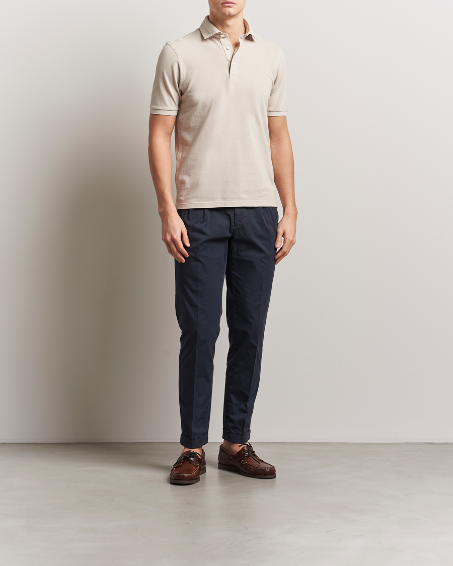 Homme | Polos | Gran Sasso | Washed Polo Beige Melange