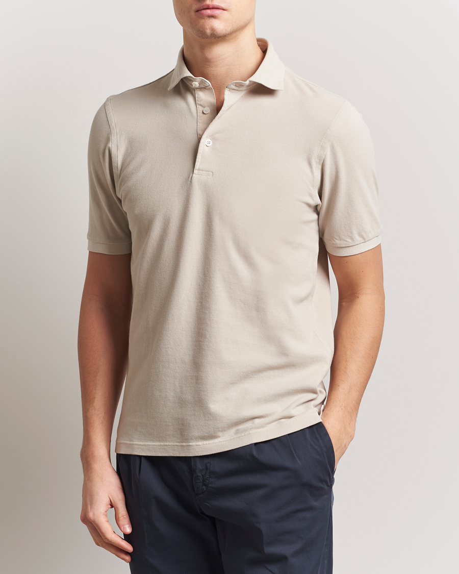 Homme | Polos | Gran Sasso | Washed Polo Beige Melange