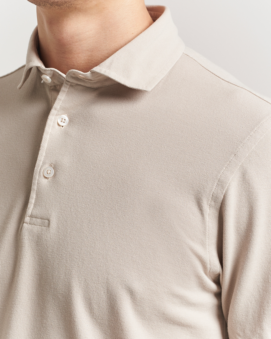 Homme | Polos | Gran Sasso | Washed Polo Beige Melange
