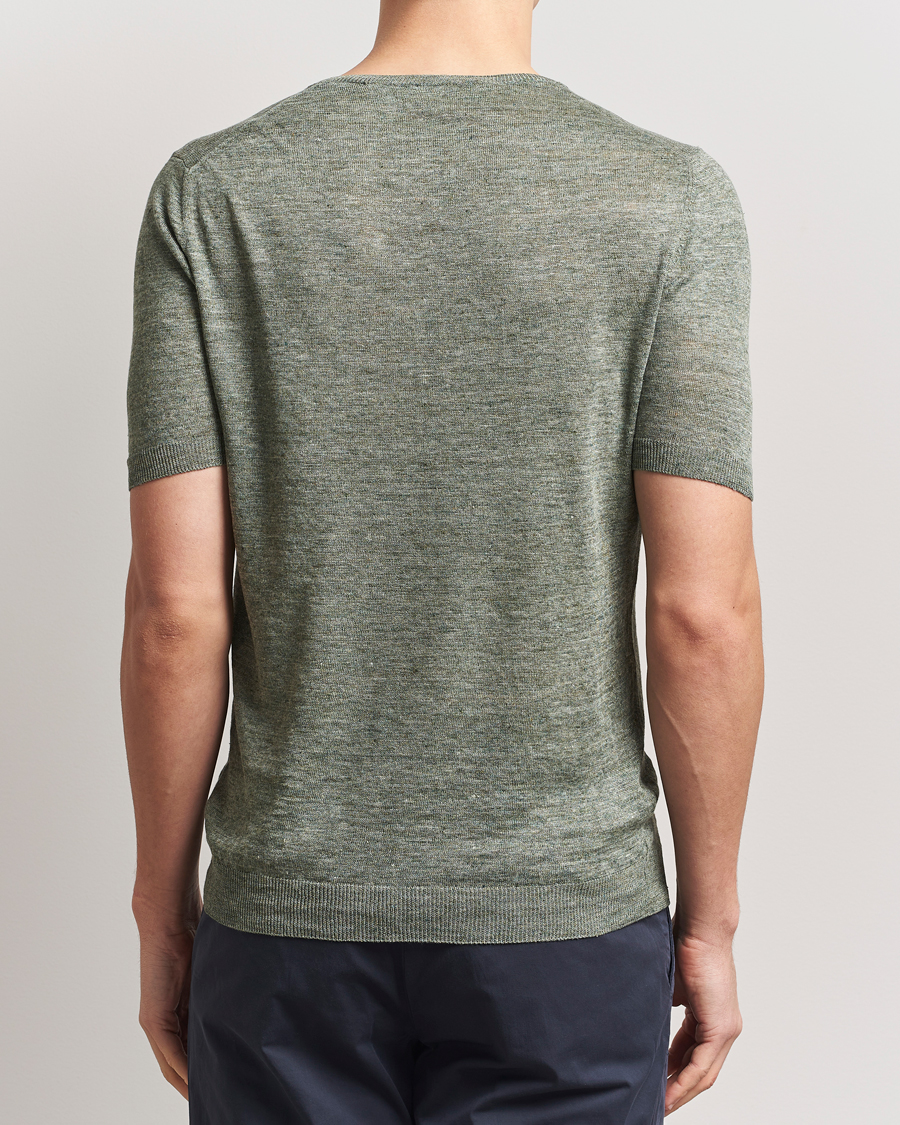 Homme | T-shirts | Gran Sasso | Knitted Linen T-Shirt Green Melange
