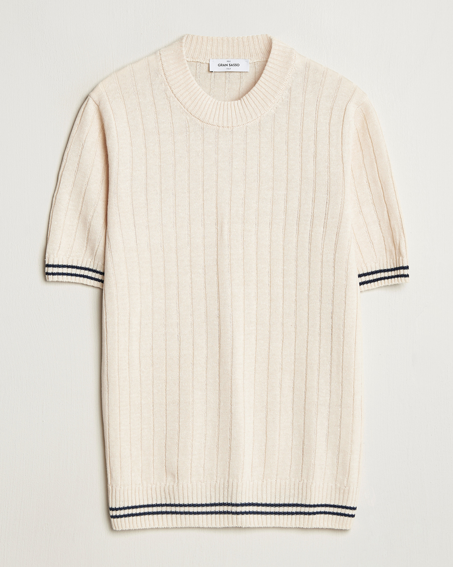 Homme | T-shirts | Gran Sasso | Linen/Cotton Structured T-Shirt Cream