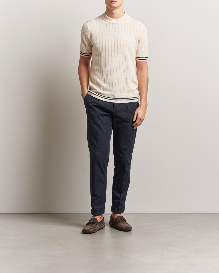 Homme | T-shirts | Gran Sasso | Linen/Cotton Structured T-Shirt Cream