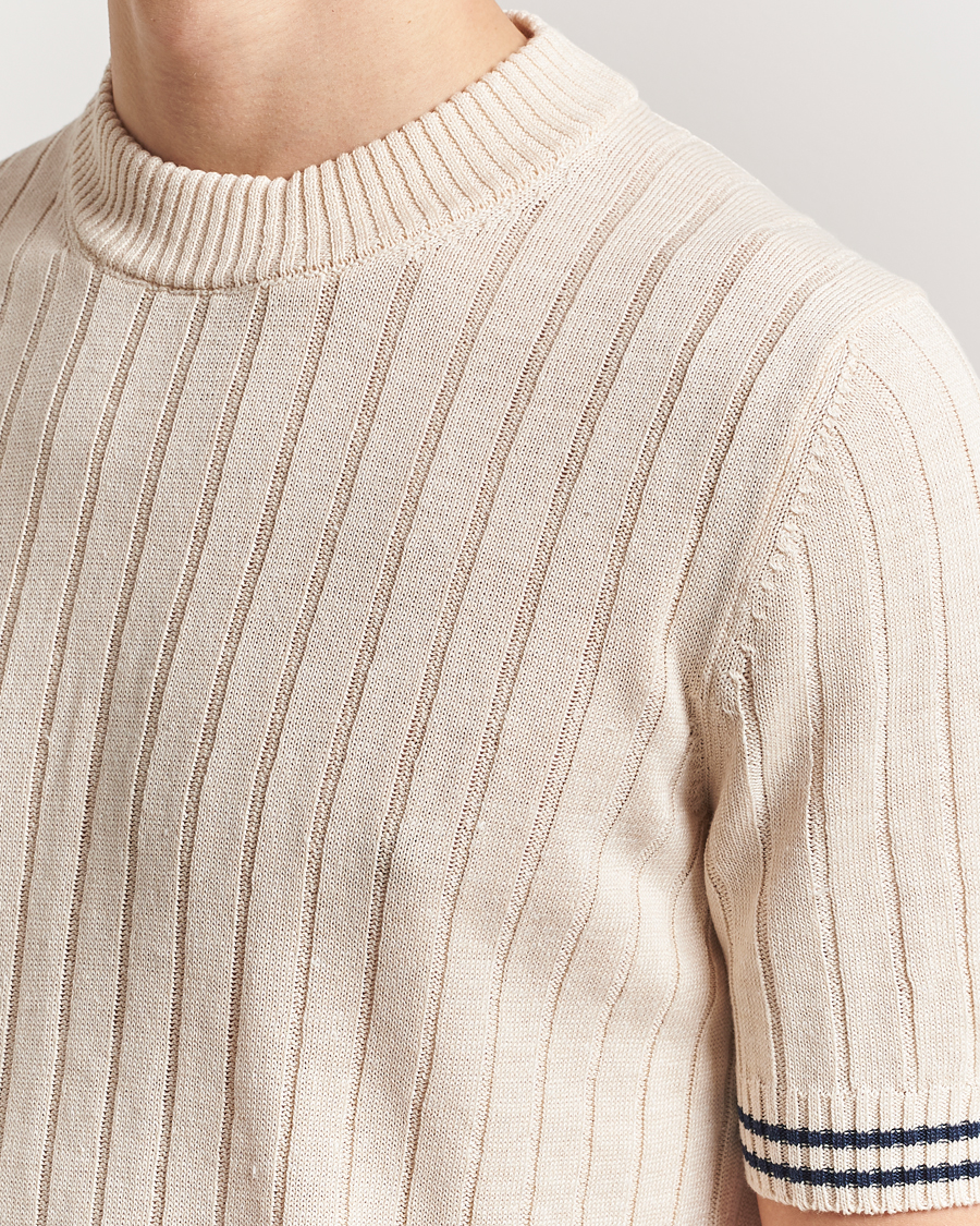 Homme | T-shirts | Gran Sasso | Linen/Cotton Structured T-Shirt Cream