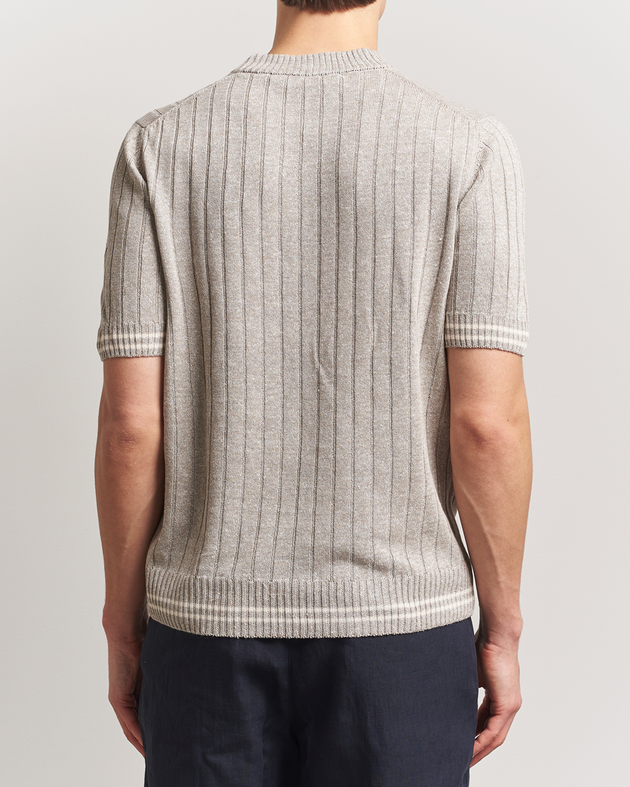 Homme | T-shirts | Gran Sasso | Linen/Cotton Structured T-Shirt Beige Melange