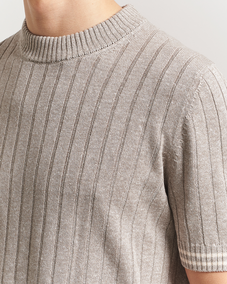 Homme | T-shirts | Gran Sasso | Linen/Cotton Structured T-Shirt Beige Melange