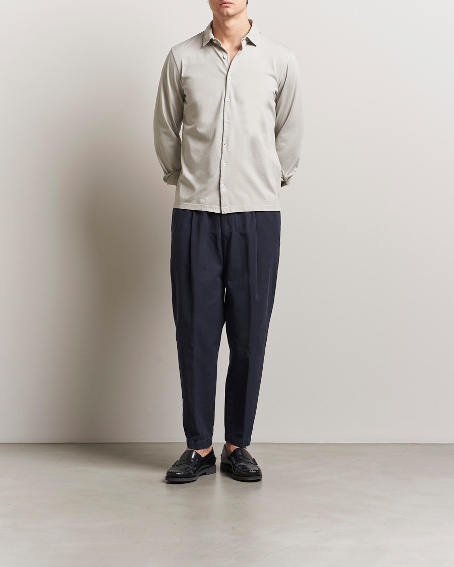 Homme | Chemises | Gran Sasso | Washed Cotton Jersey Shirt Beige