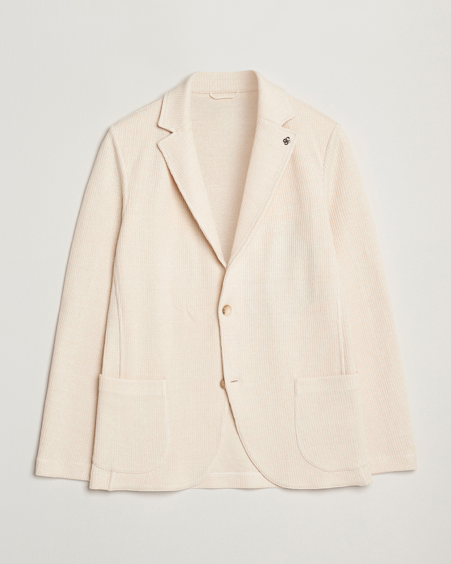 Homme | Blazers | Gran Sasso | Linen/Cotton Knitted Blazer Cream