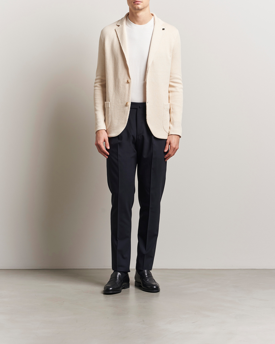 Homme | Blazers | Gran Sasso | Linen/Cotton Knitted Blazer Cream
