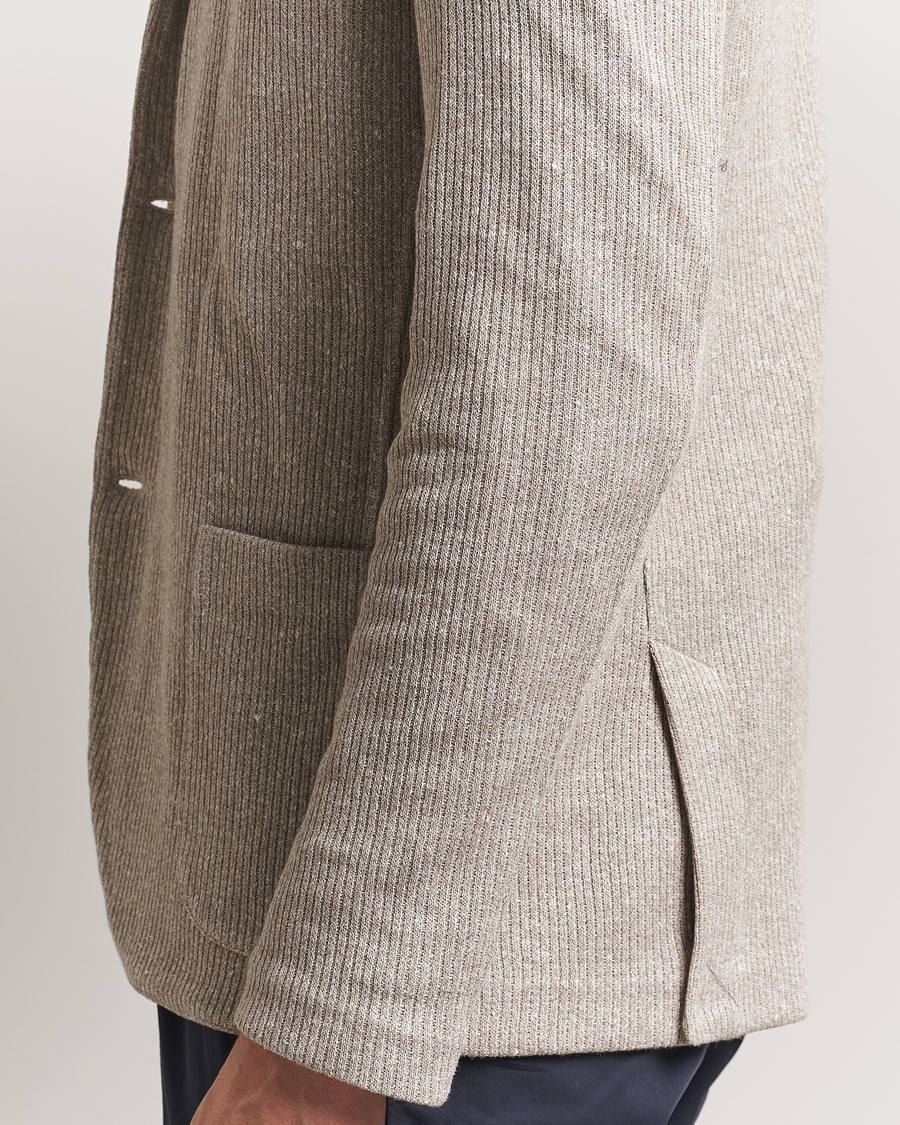 Homme | Blazers | Gran Sasso | Linen/Cotton Knitted Blazer Beige Melange