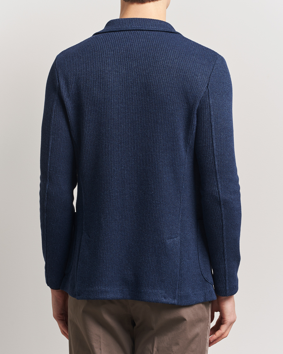 Homme | Blazers | Gran Sasso | Linen/Cotton Knitted Blazer Navy Melange
