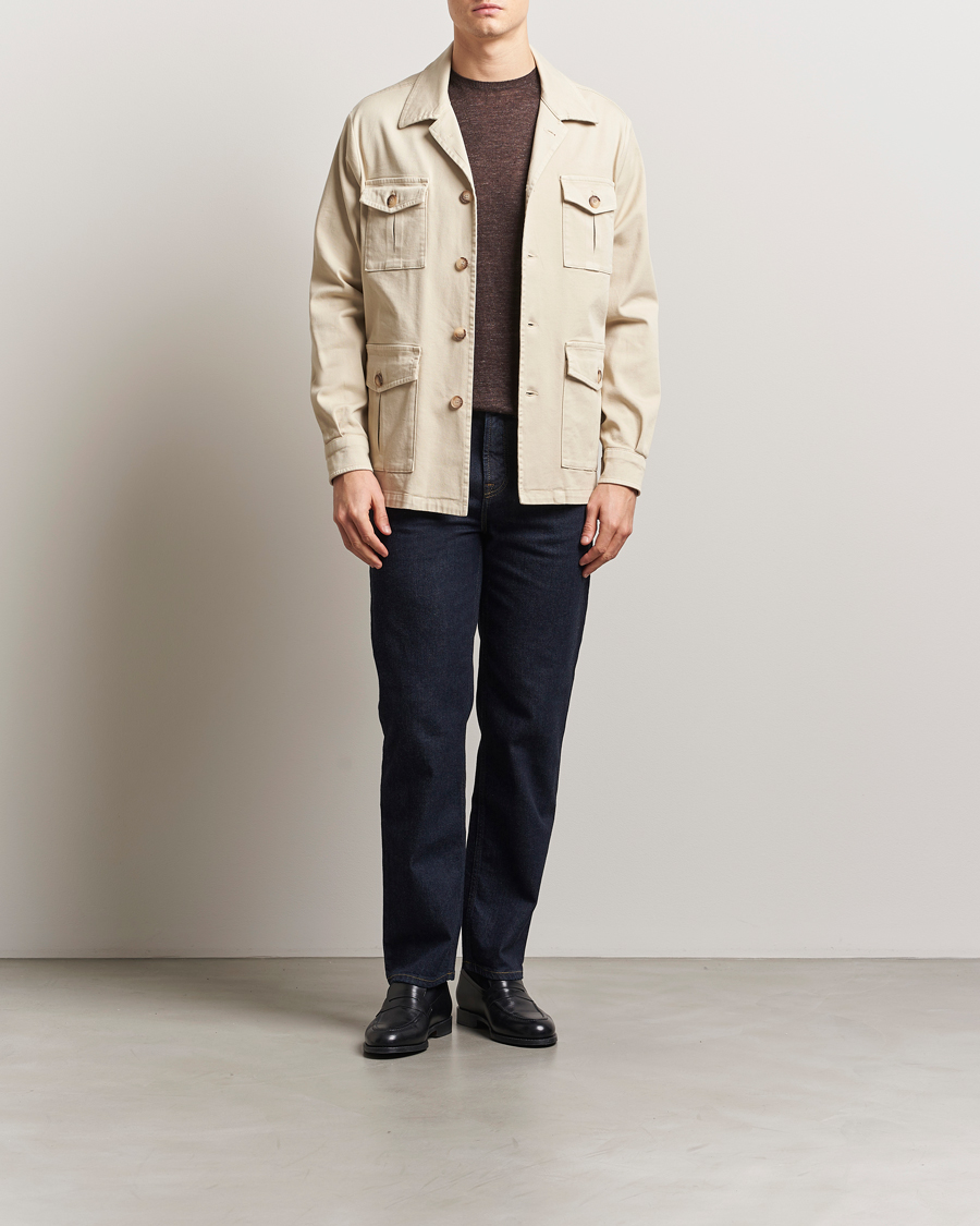 Homme | Manteaux Et Vestes | Gran Sasso | Cotton Twill Safari Jacket Beige