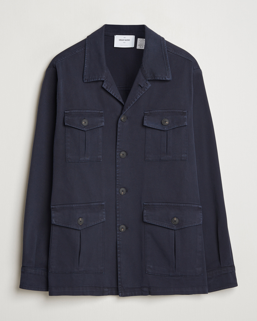 Homme | Manteaux Et Vestes | Gran Sasso | Cotton Twill Safari Jacket Navy