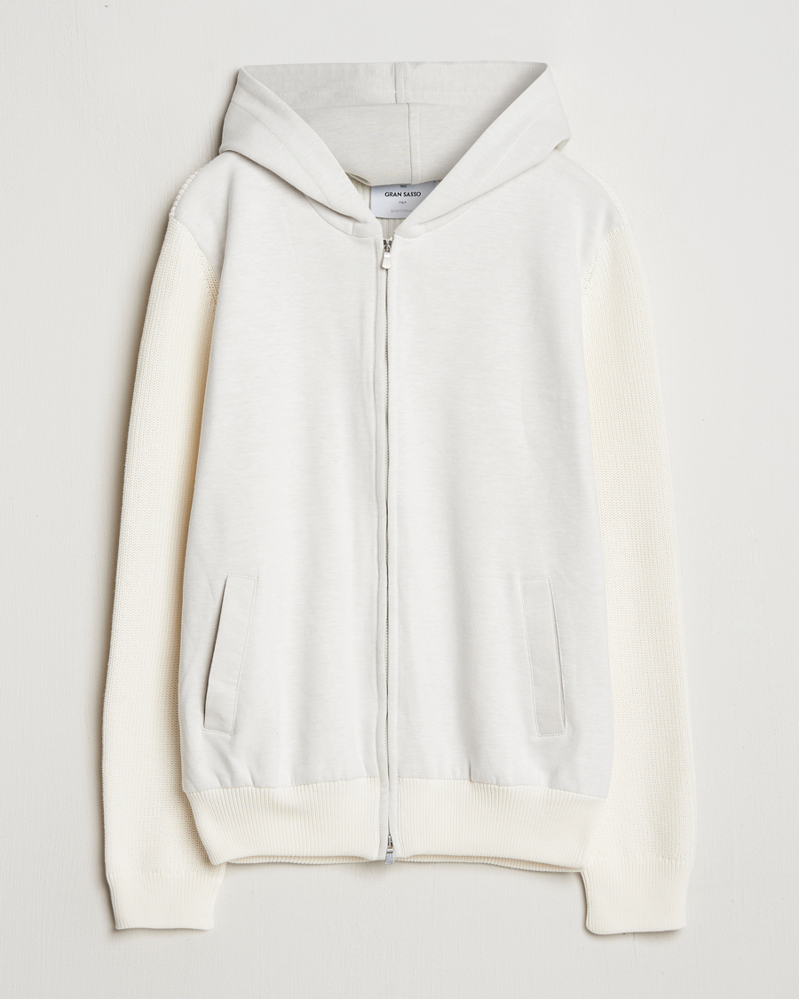 Homme | Pulls Et Tricots | Gran Sasso | Cotton Knitted Full Zip Hoodie Cream