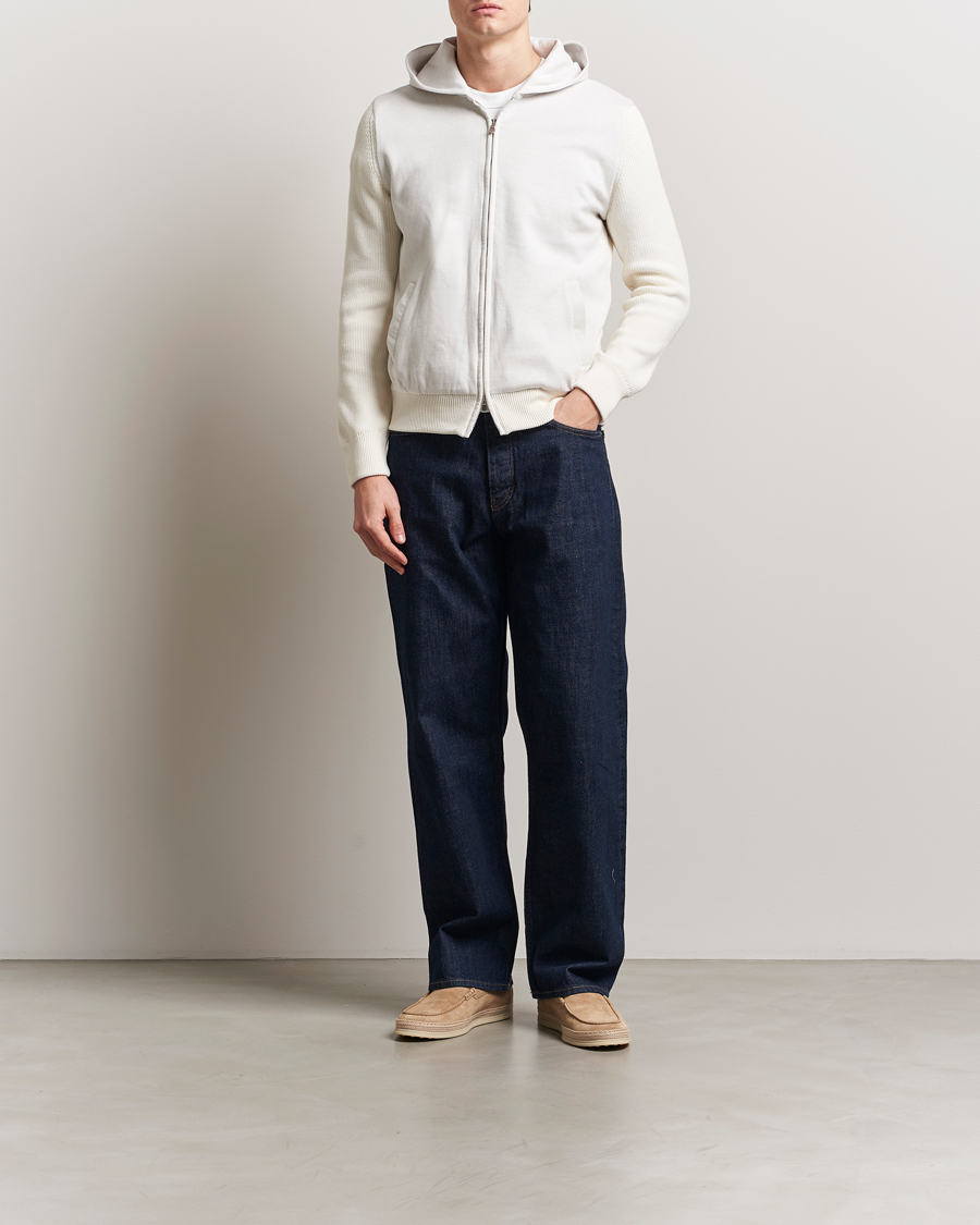 Homme | Pulls Et Tricots | Gran Sasso | Cotton Knitted Full Zip Hoodie Cream