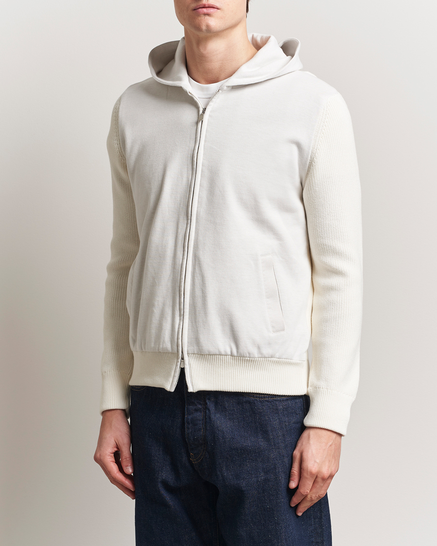 Homme | Pulls Et Tricots | Gran Sasso | Cotton Knitted Full Zip Hoodie Cream