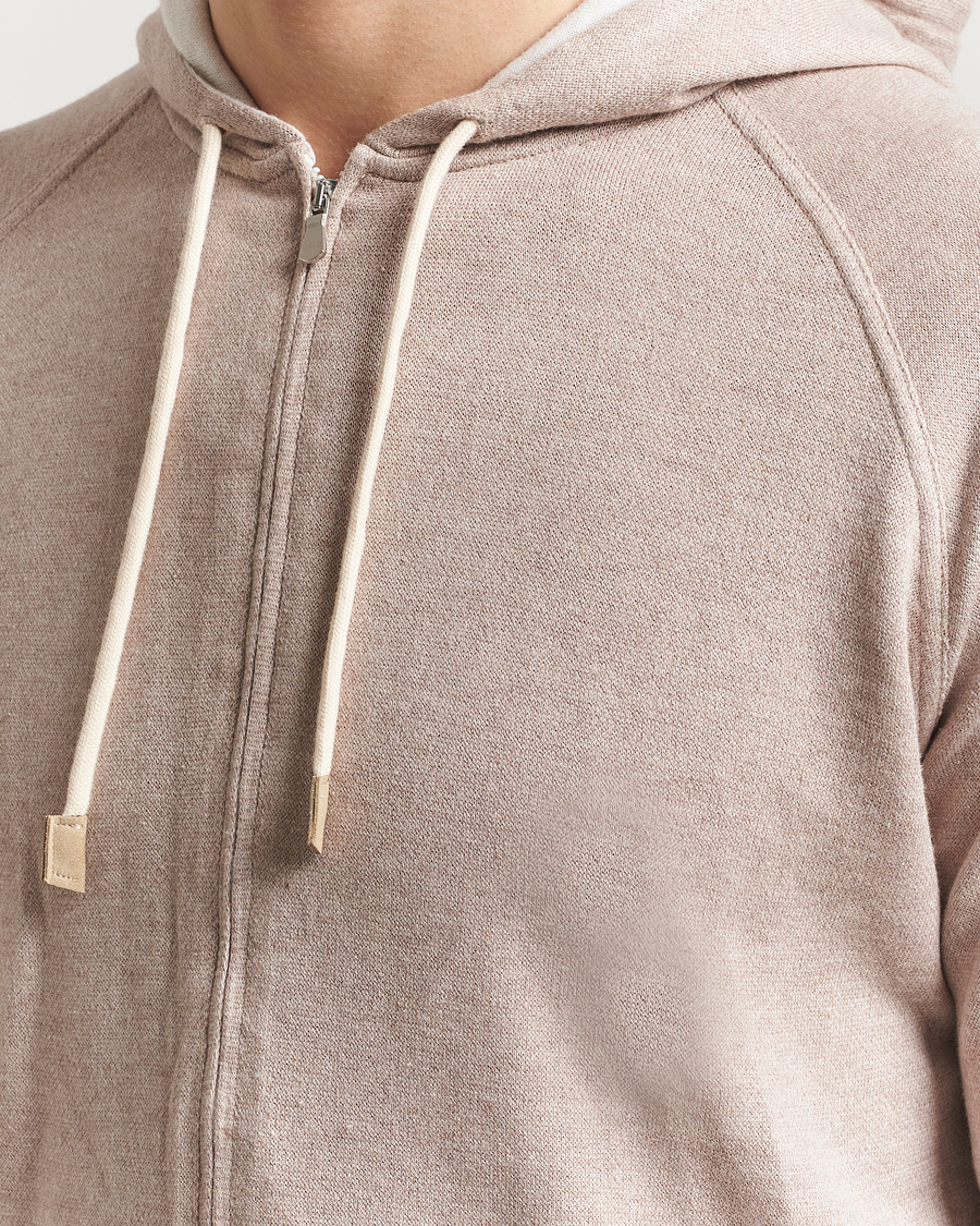 Homme | Pulls Et Tricots | Gran Sasso | Cotton/Cashmere Knitted Hooded Full Zip Beige