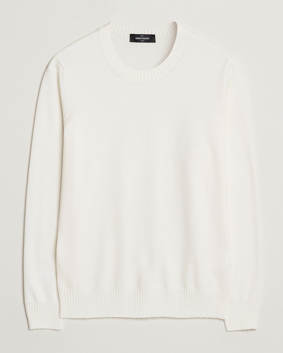 Homme | Pulls Et Tricots | Gran Sasso | Cotton/Cashmere Knitted Crew Neck Sweater Cream Melange