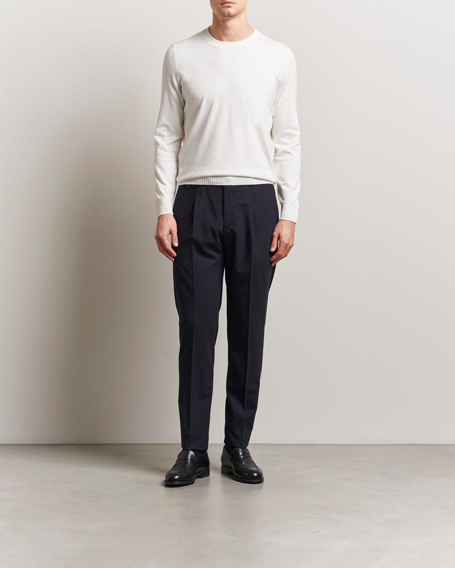 Homme | Pulls Et Tricots | Gran Sasso | Cotton/Cashmere Knitted Crew Neck Sweater Cream Melange