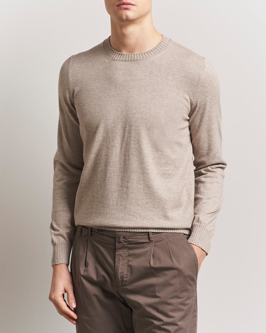 Homme | Pulls Et Tricots | Gran Sasso | Cotton/Cashmere Knitted Crew Neck Sweater Beige Melange