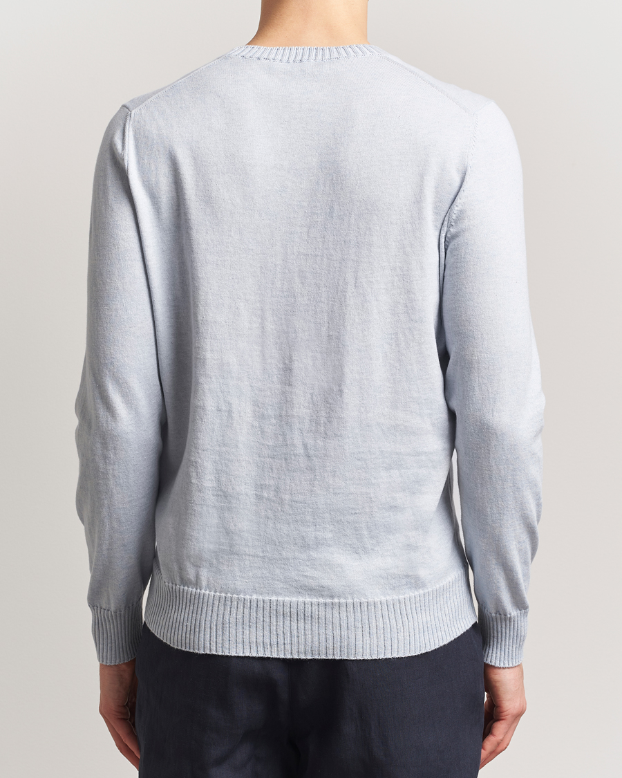 Homme | Pulls Et Tricots | Gran Sasso | Cotton/Cashmere Knitted Crew Neck Sweater Blue Melange