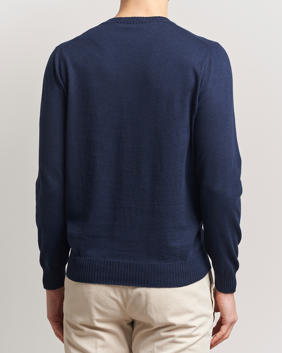 Homme | Pulls Et Tricots | Gran Sasso | Cotton/Cashmere Knitted Crew Neck Sweater Navy Melange