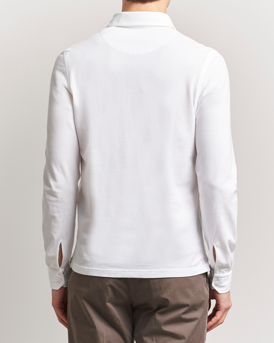 Homme | Polos | Gran Sasso | Washed Long Sleeve Polo White