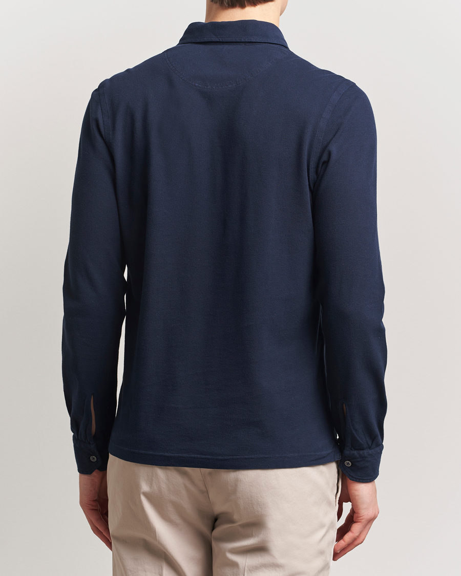 Homme | Pulls Et Tricots | Gran Sasso | Washed Long Sleeve Polo Navy