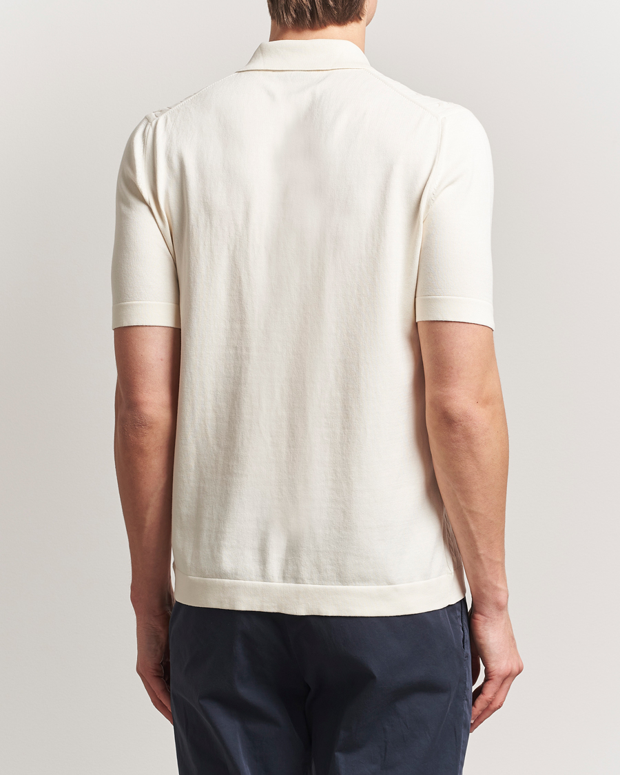 Homme | Chemises | Gran Sasso | Cotton Cable Knitted Short Sleeve Shirt Cream