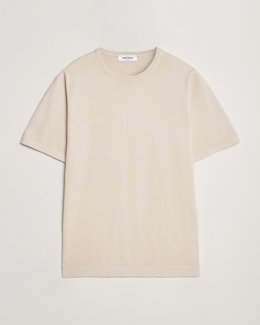 Homme | T-shirts | Gran Sasso | Cotton Knitted Crew Neck T-Shirt Beige