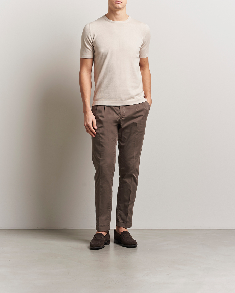 Homme | T-shirts | Gran Sasso | Cotton Knitted Crew Neck T-Shirt Beige
