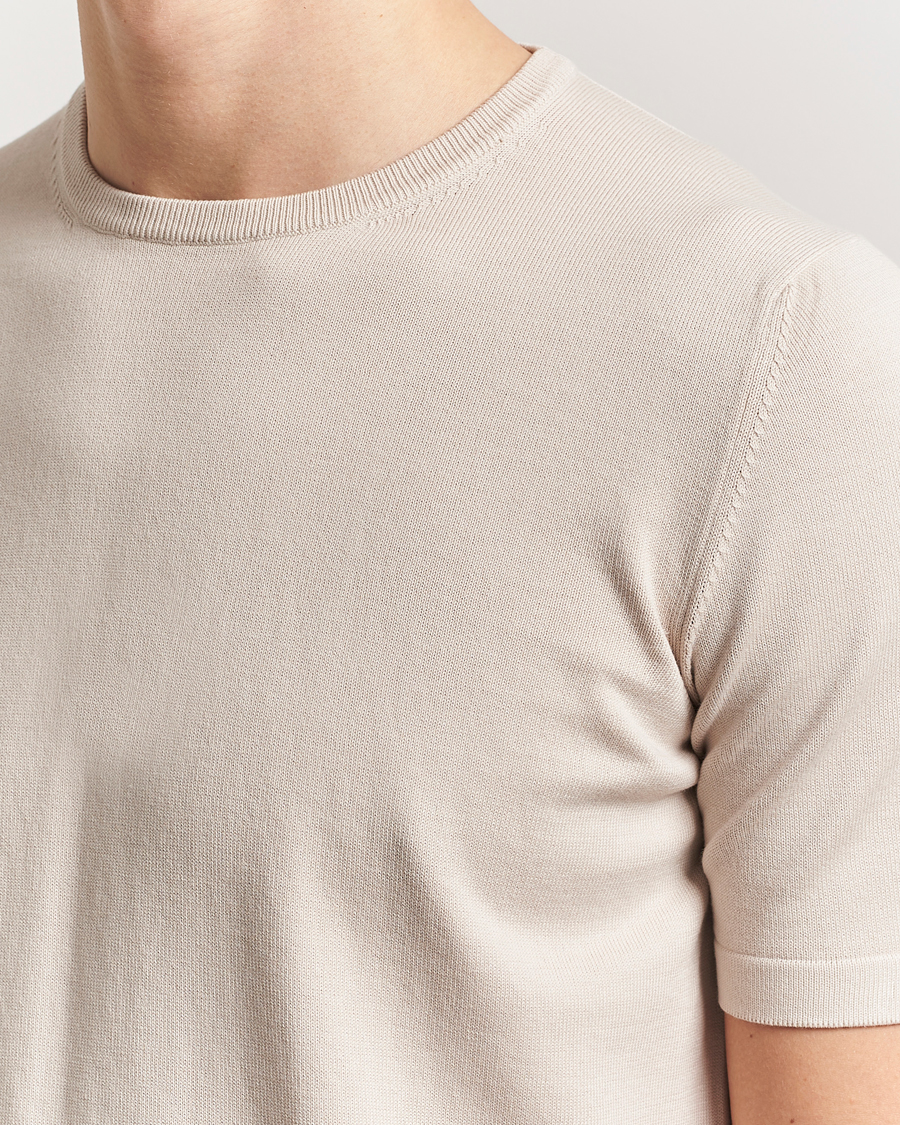 Homme | T-shirts | Gran Sasso | Cotton Knitted Crew Neck T-Shirt Beige