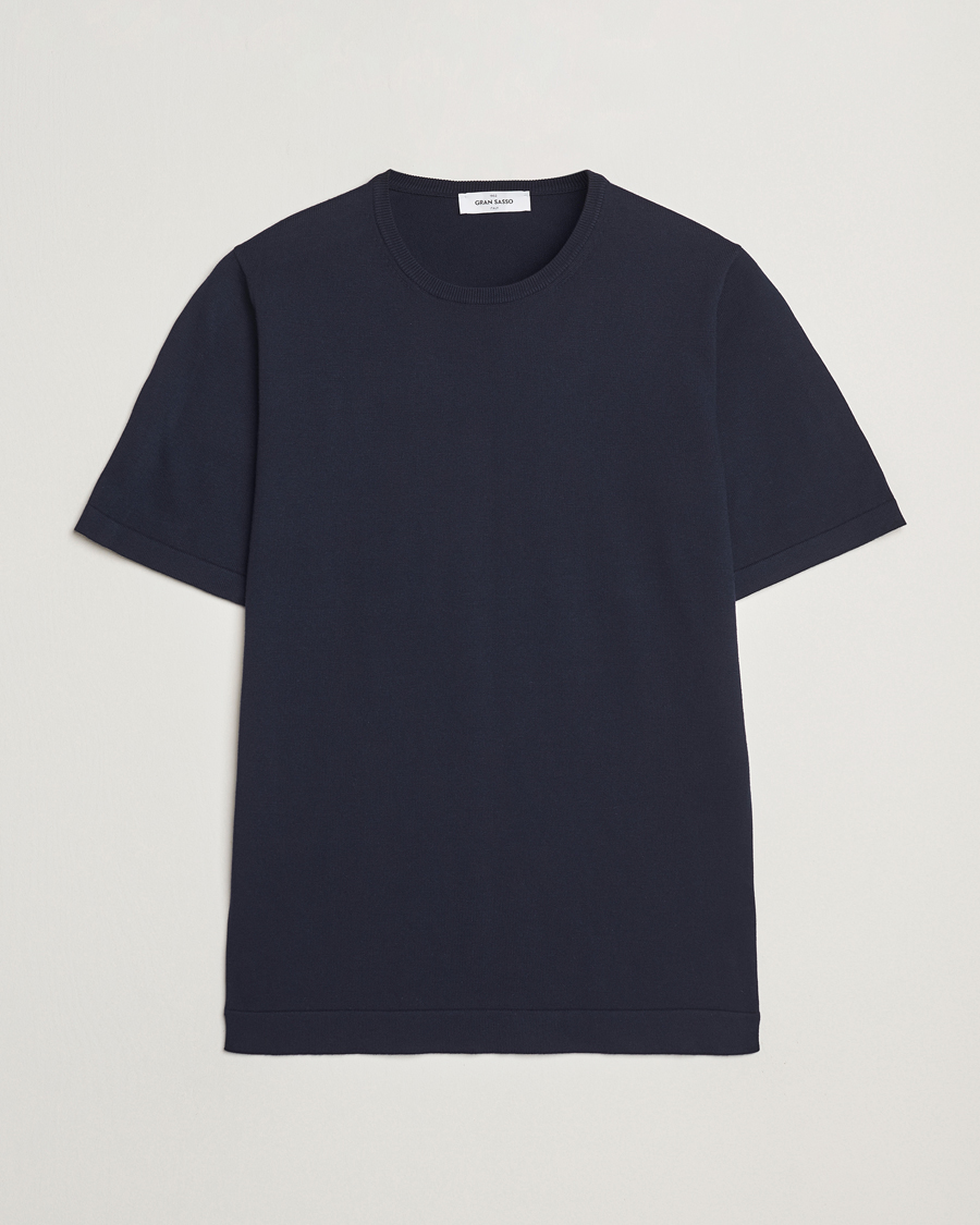 Homme | T-shirts | Gran Sasso | Cotton Knitted Crew Neck T-Shirt Navy