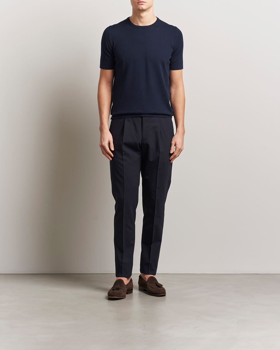 Homme | T-shirts | Gran Sasso | Cotton Knitted Crew Neck T-Shirt Navy