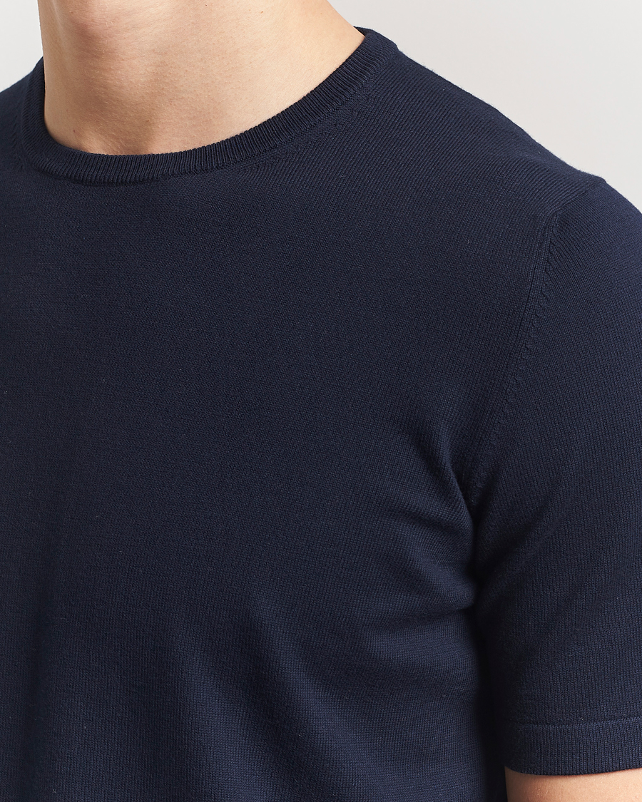 Homme | T-shirts | Gran Sasso | Cotton Knitted Crew Neck T-Shirt Navy