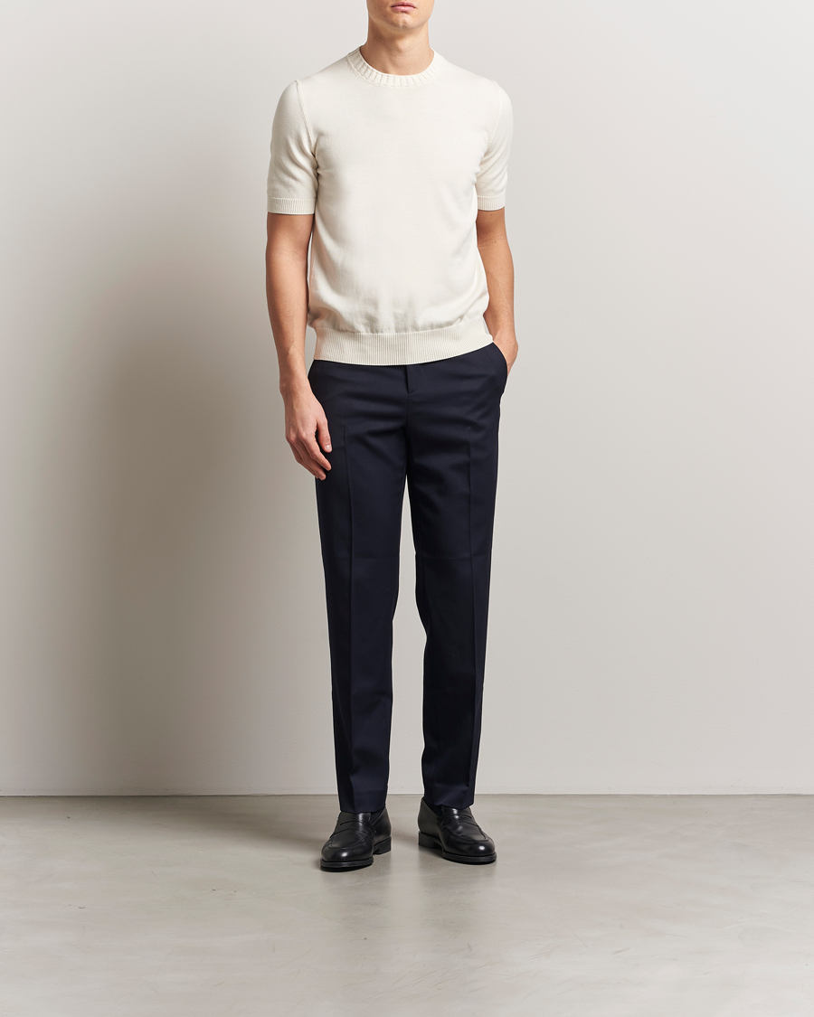 Homme | T-shirts | Gran Sasso | Cotton Heavy Knitted Crew Neck T-Shirt Cream