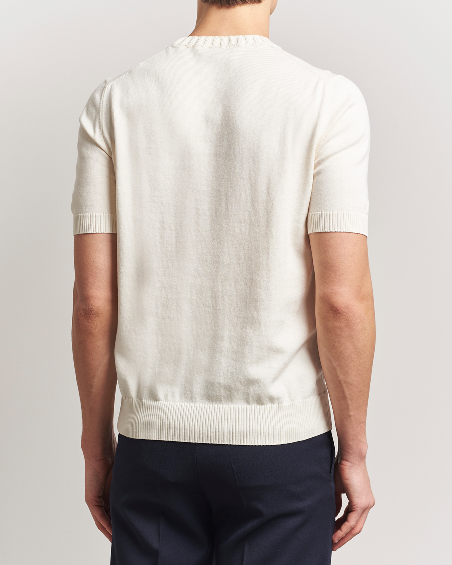 Homme | T-shirts | Gran Sasso | Cotton Heavy Knitted Crew Neck T-Shirt Cream