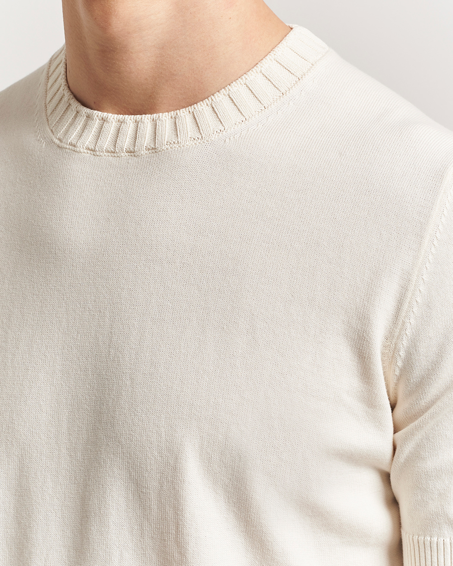 Homme | T-shirts | Gran Sasso | Cotton Heavy Knitted Crew Neck T-Shirt Cream