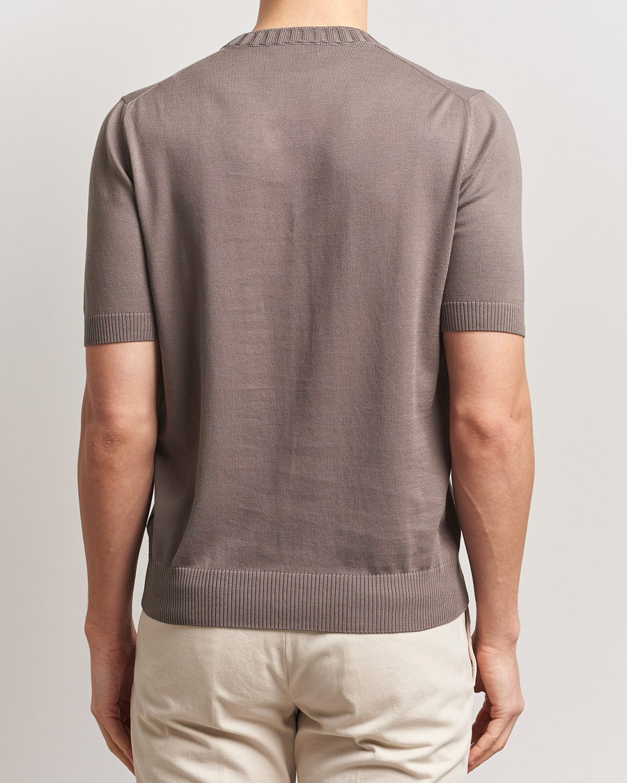 Homme | T-shirts | Gran Sasso | Cotton Heavy Knitted Crew Neck T-Shirt Brown